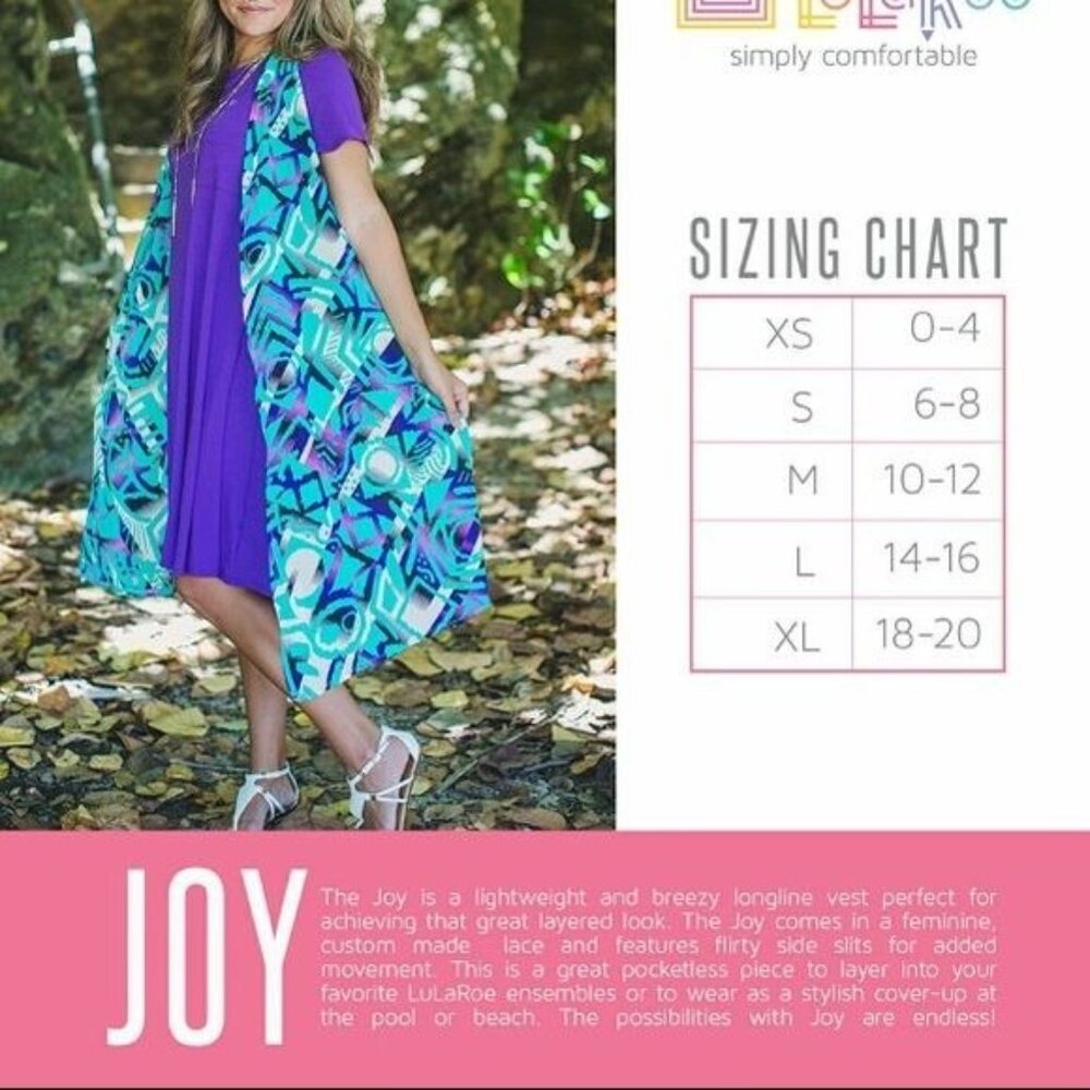 Lularoe Womens Plus Size 2X Floral Joy Longline Sleeveless Cardigan - Picture 6 of 6